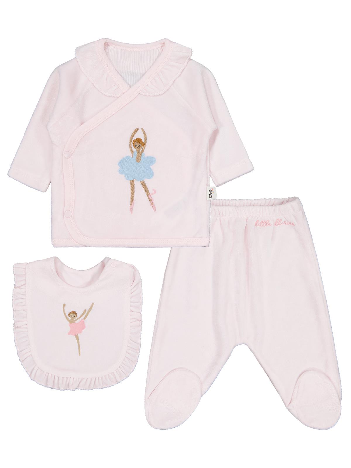 Civil Baby Balerin Nakışlı  Zıbın Takımları - Pembe