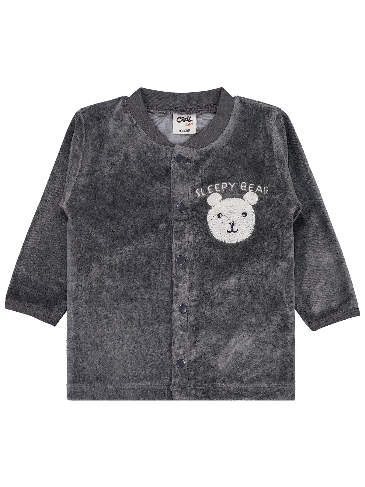 Civil Baby Ayıcık Süzene Nakışlı 1-9 Ay Pijama Takımı - Gri