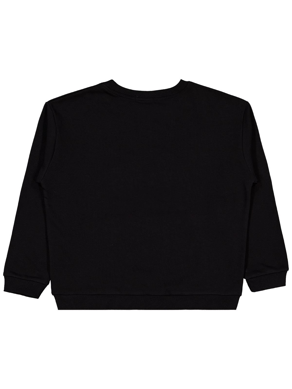 Civil Erkek Çocuk Ayı Nakışlı Sweatshirt | 3 İp Uzun Kol | Okul Kreş ve Günlük Kullanım - Siyah