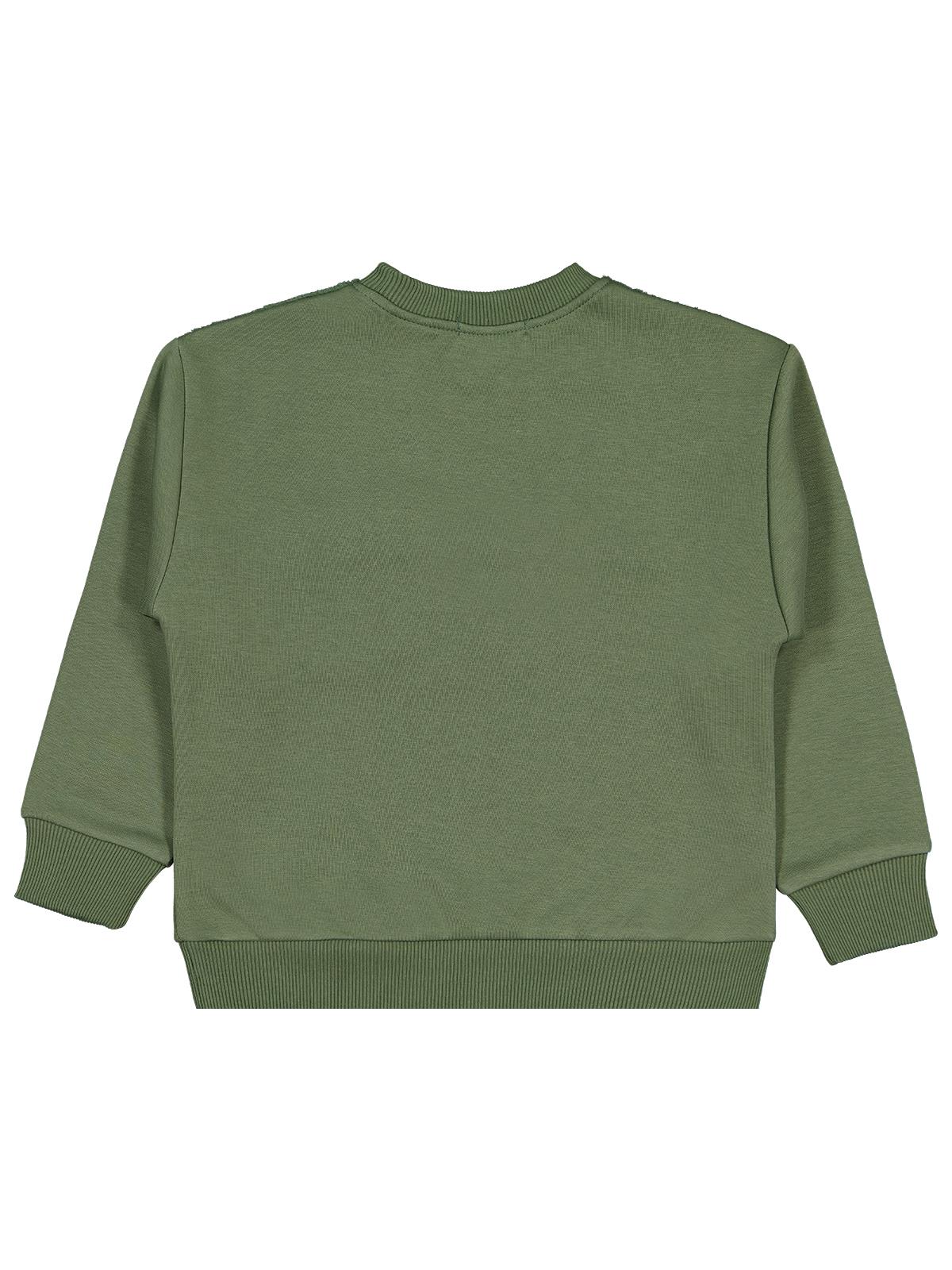 Civil Erkek Çocuk Peluş Garnili Sweatshirt | 3 İp Uzun Kol | Okul Kreş ve Günlük Kullanım - Haki