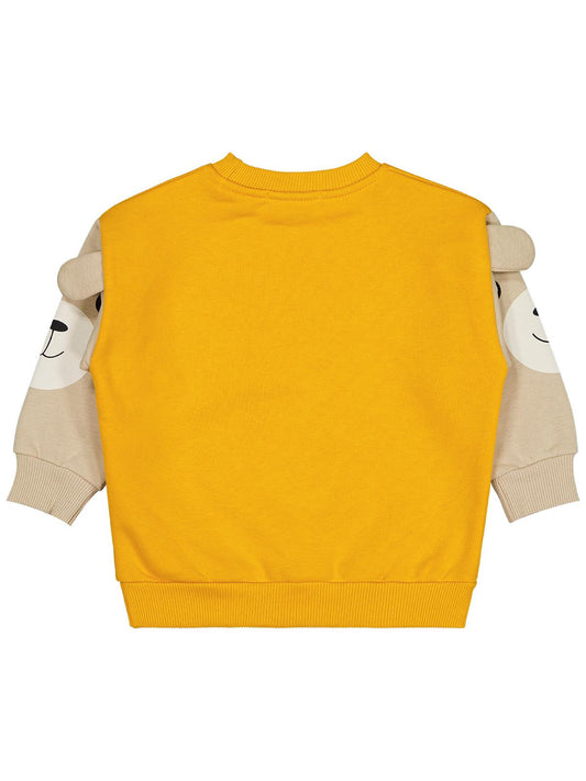 Civil Boys Kolları Ayı Baskılı 2-5 Yaş Sweatshirt - Hardal
