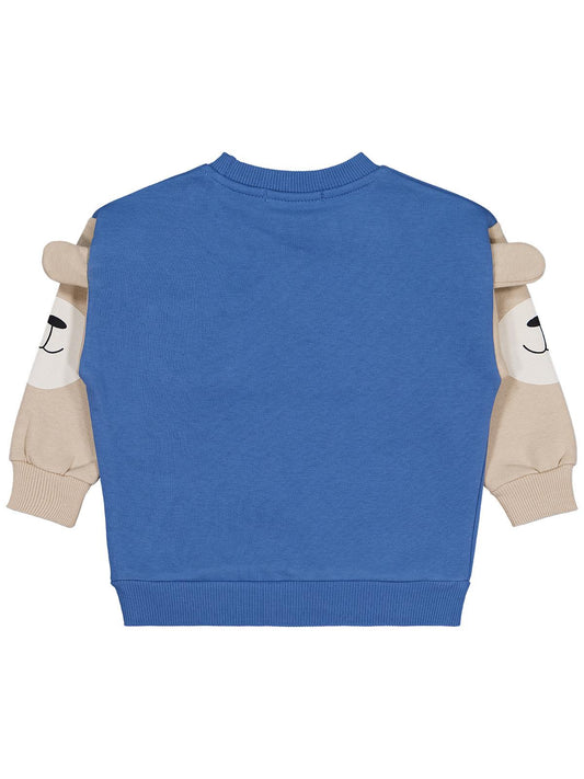 Civil Boys Kolları Ayı Baskılı 2-5 Yaş Sweatshirt - Mavi