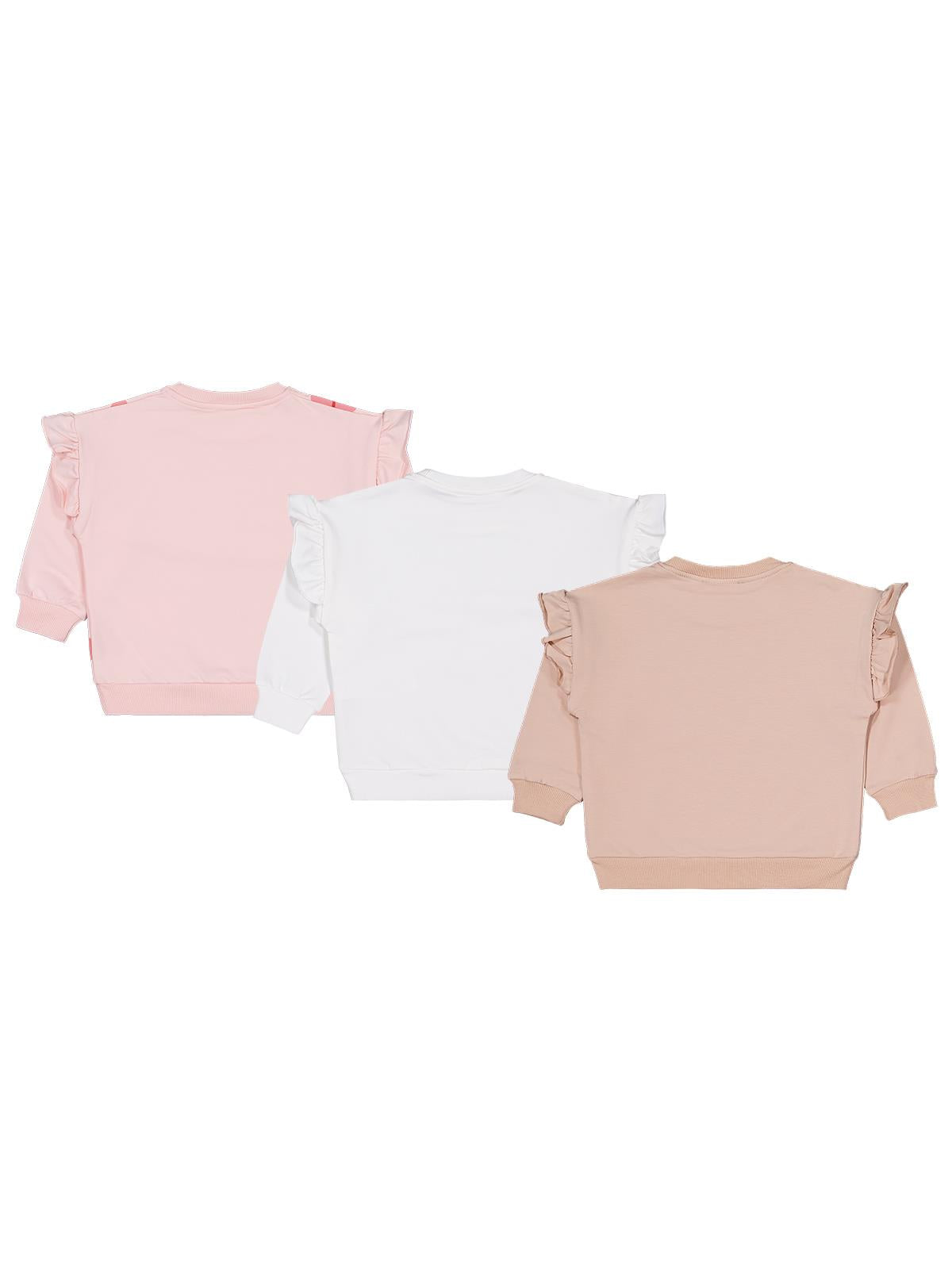 Civil Kız Çocuk Kelebek Baskılı 3'lü Set Sweatshirt | 2 İp Uzun Kol | Okul Kreş ve Günlük Kullanım