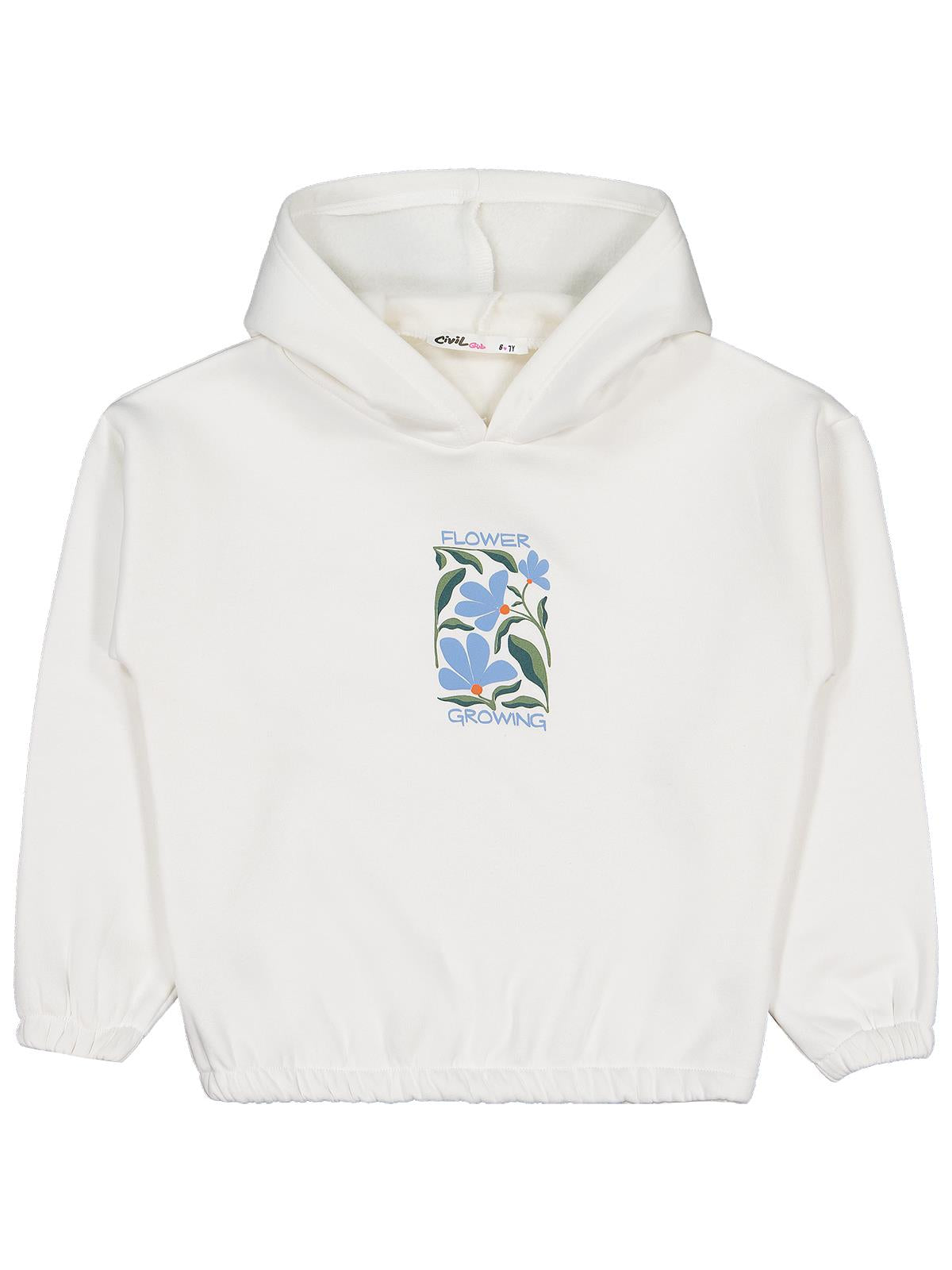 Civil Girls Flower Baskılı 6-9 Yaş Sweatshirt - Ekru