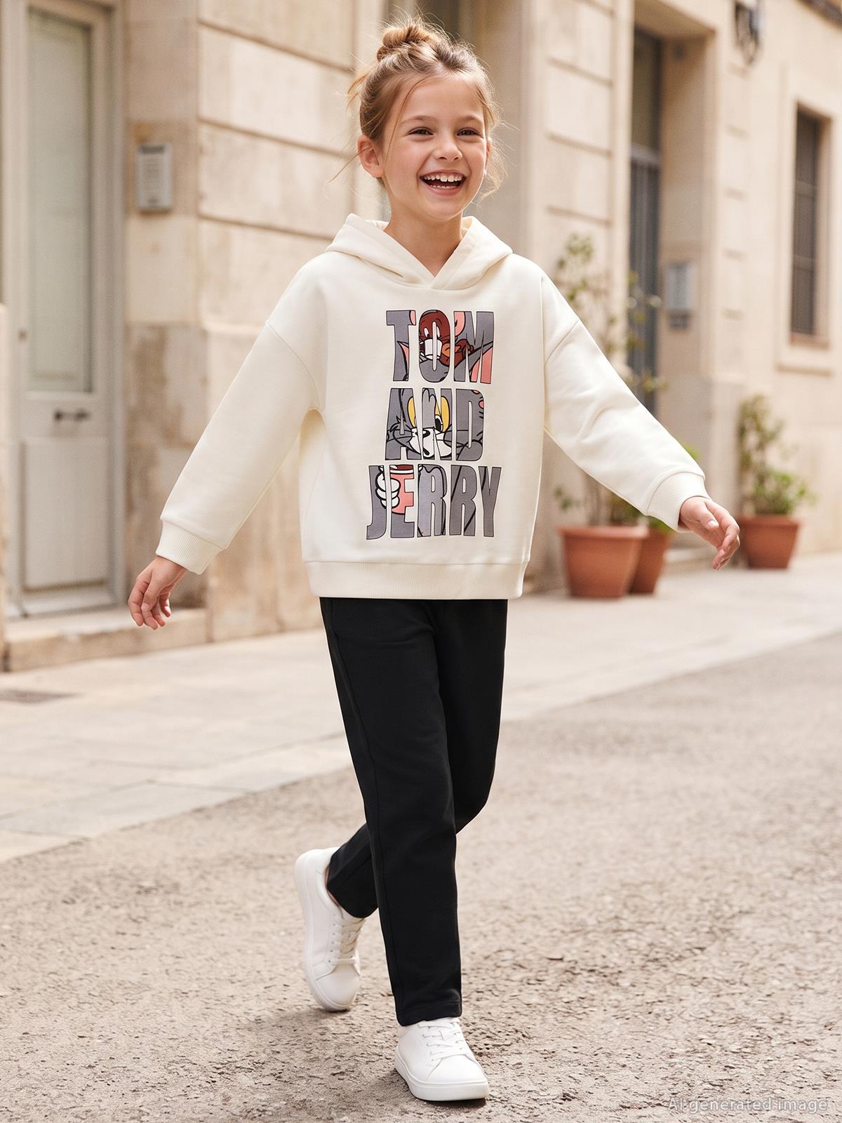 Tom And Jerry 6-9 Yaş Sweatshirt - Ekru