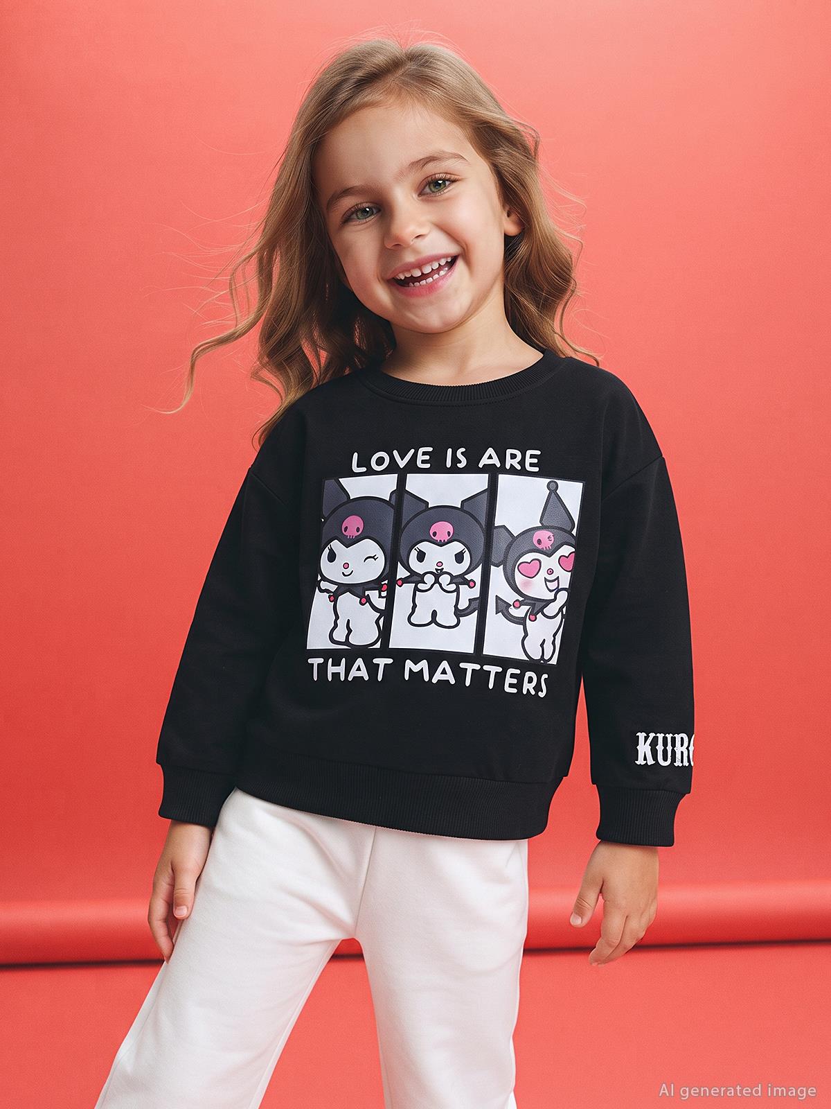 Kuromi 2-5 Yaş Sweatshirt - Siyah
