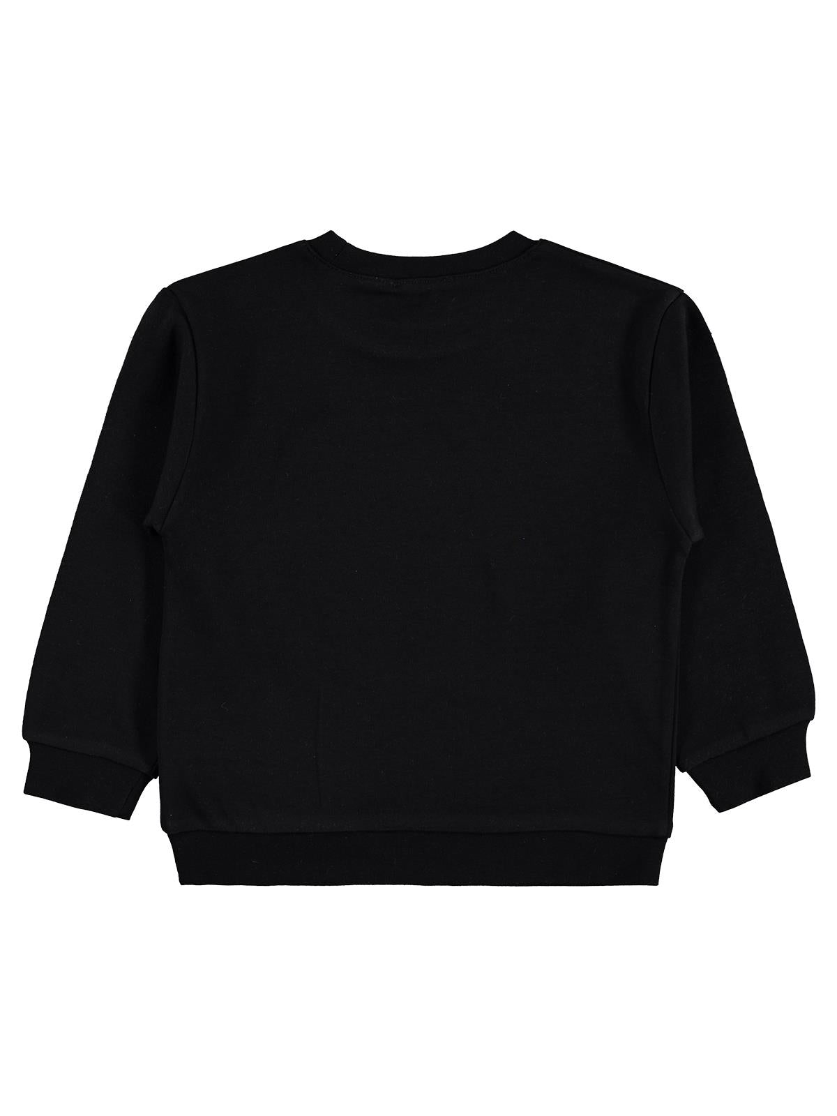 Civil Kız Çocuk Renkli Kelebek Baskılı Sweatshirt | İnterlok Uzun Kol | Okul Kreş ve Günlük Kullanım - Siyah