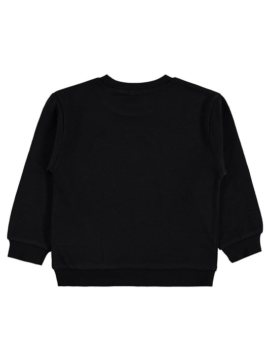 Civil Kız Çocuk Renkli Kelebek Baskılı Sweatshirt | İnterlok Uzun Kol | Okul Kreş ve Günlük Kullanım - Siyah