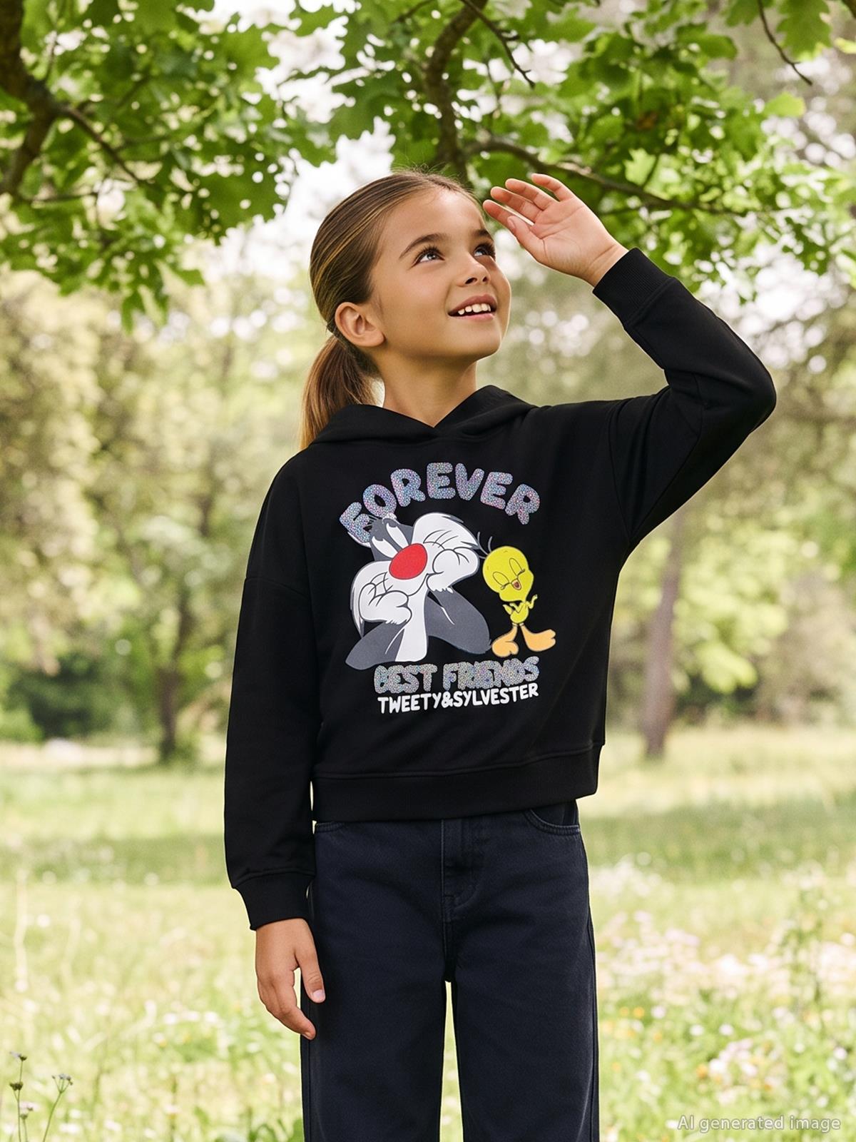 Looney Tunes 6-9 Yaş Sweatshirt - Siyah