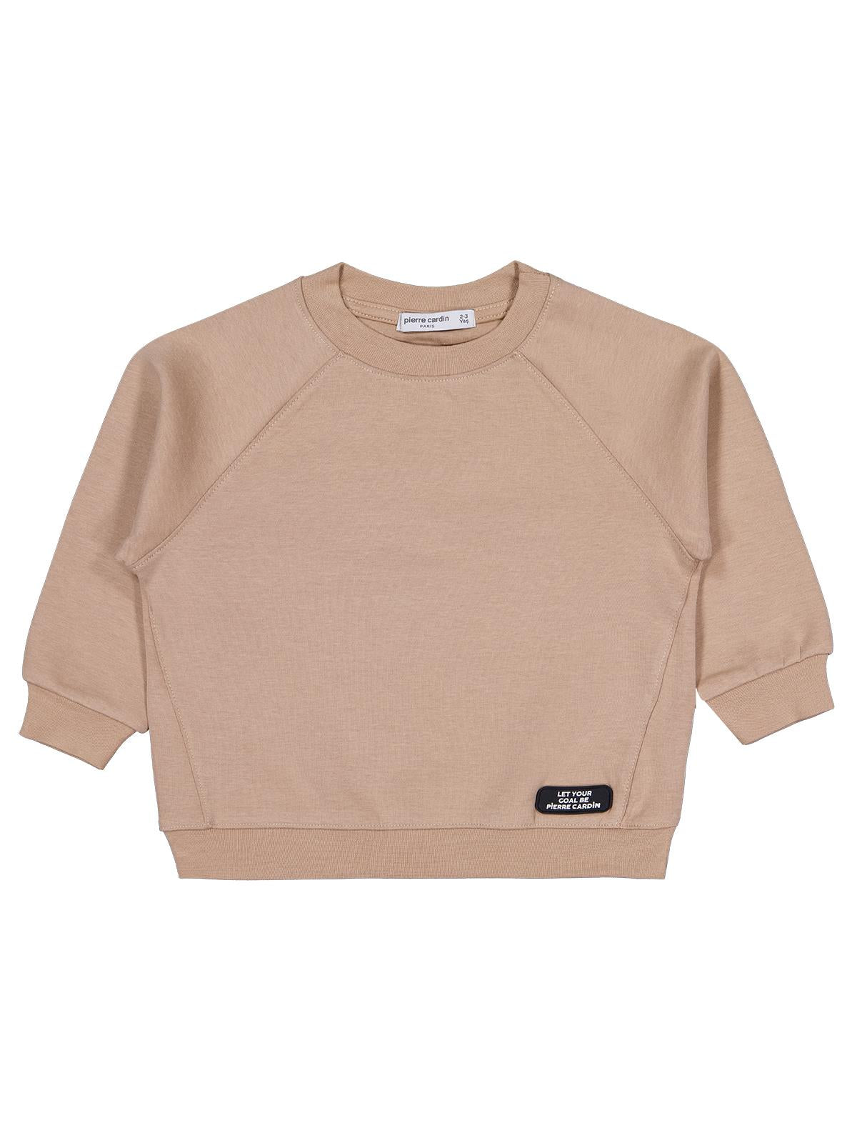 Pierre Cardin Armalı Sweatshirt | Çelik İnterlok Uzun Kol | Okul Kreş ve Günlük Kullanım - Bej