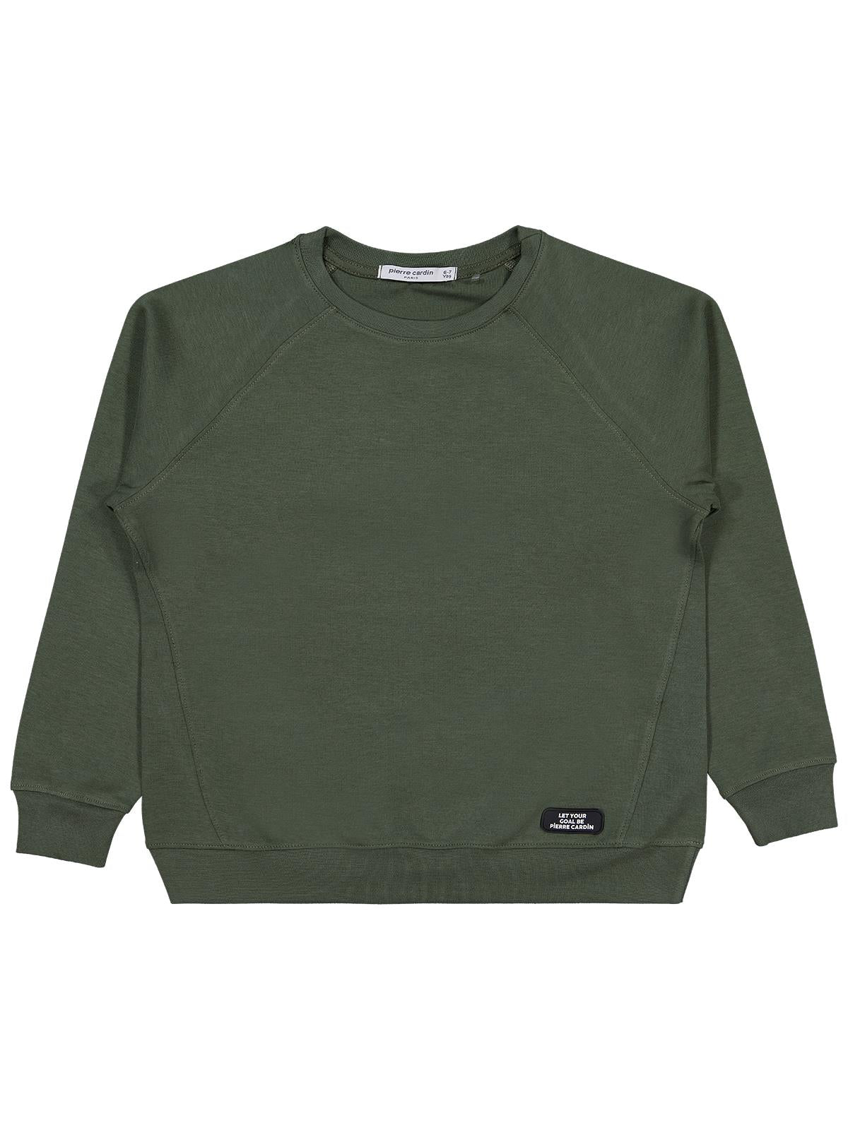 Pierre Cardin Armalı Sweatshirt | Çelik İnterlok Uzun Kol | Okul Kreş ve Günlük Kullanım - Haki