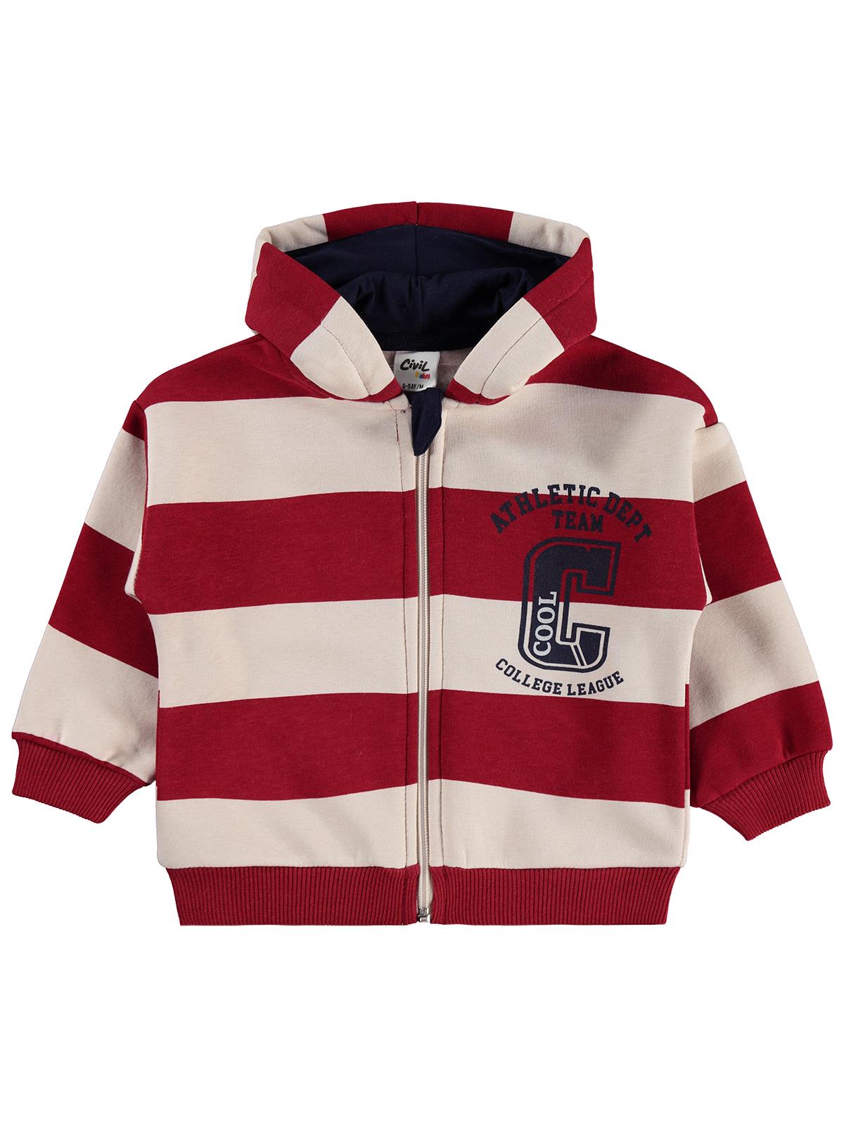 Civil Baby Çizgili 6-18 Ay Hırka - Kırmızı