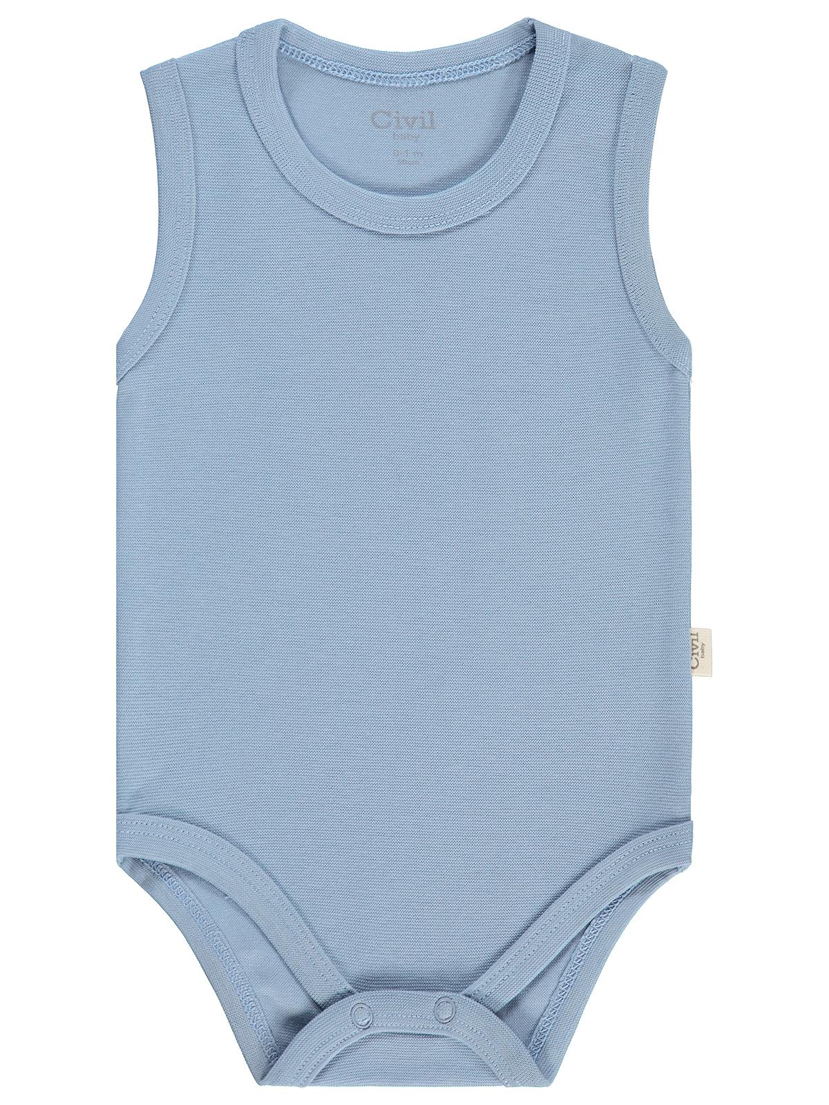Civil Baby 5 li Organik Sıfır Kol  Çıtçıtlı Badi - Mavi