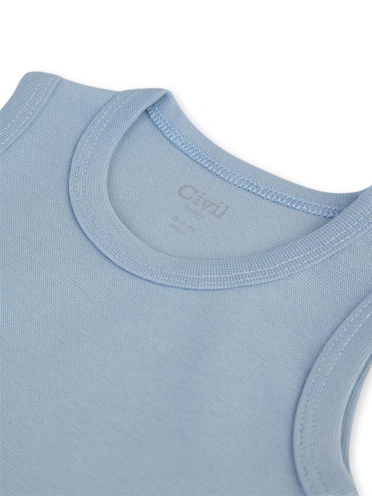 Civil Baby 5 li Organik Sıfır Kol  Çıtçıtlı Badi - Mavi