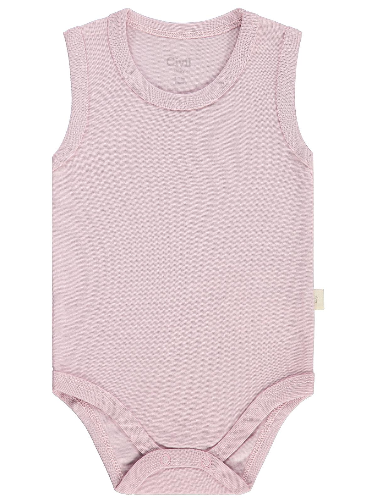 Civil Baby 5 li Organik Sıfır Kol  Çıtçıtlı Badi - Pembe