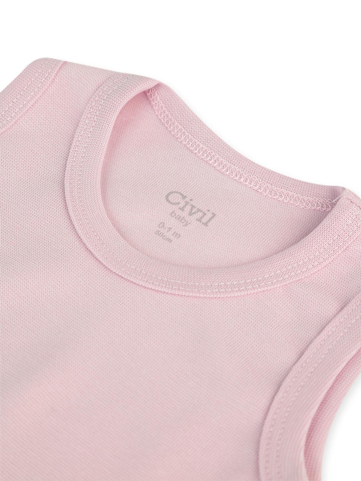 Civil Baby 5 li Organik Sıfır Kol  Çıtçıtlı Badi - Pembe