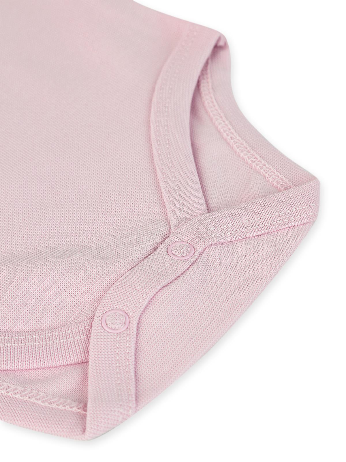 Civil Baby 5 li Organik Sıfır Kol  Çıtçıtlı Badi - Pembe