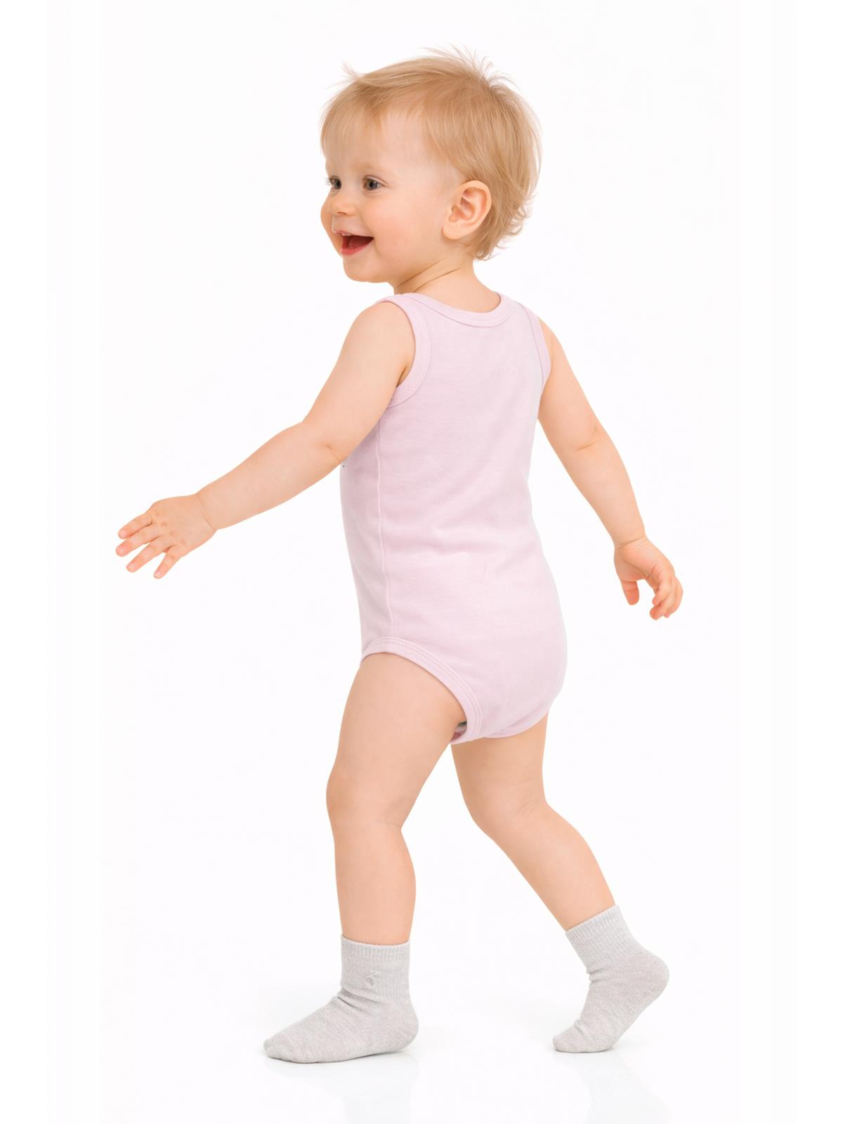 Civil Baby 5 li Organik Sıfır Kol  Çıtçıtlı Badi - Pembe