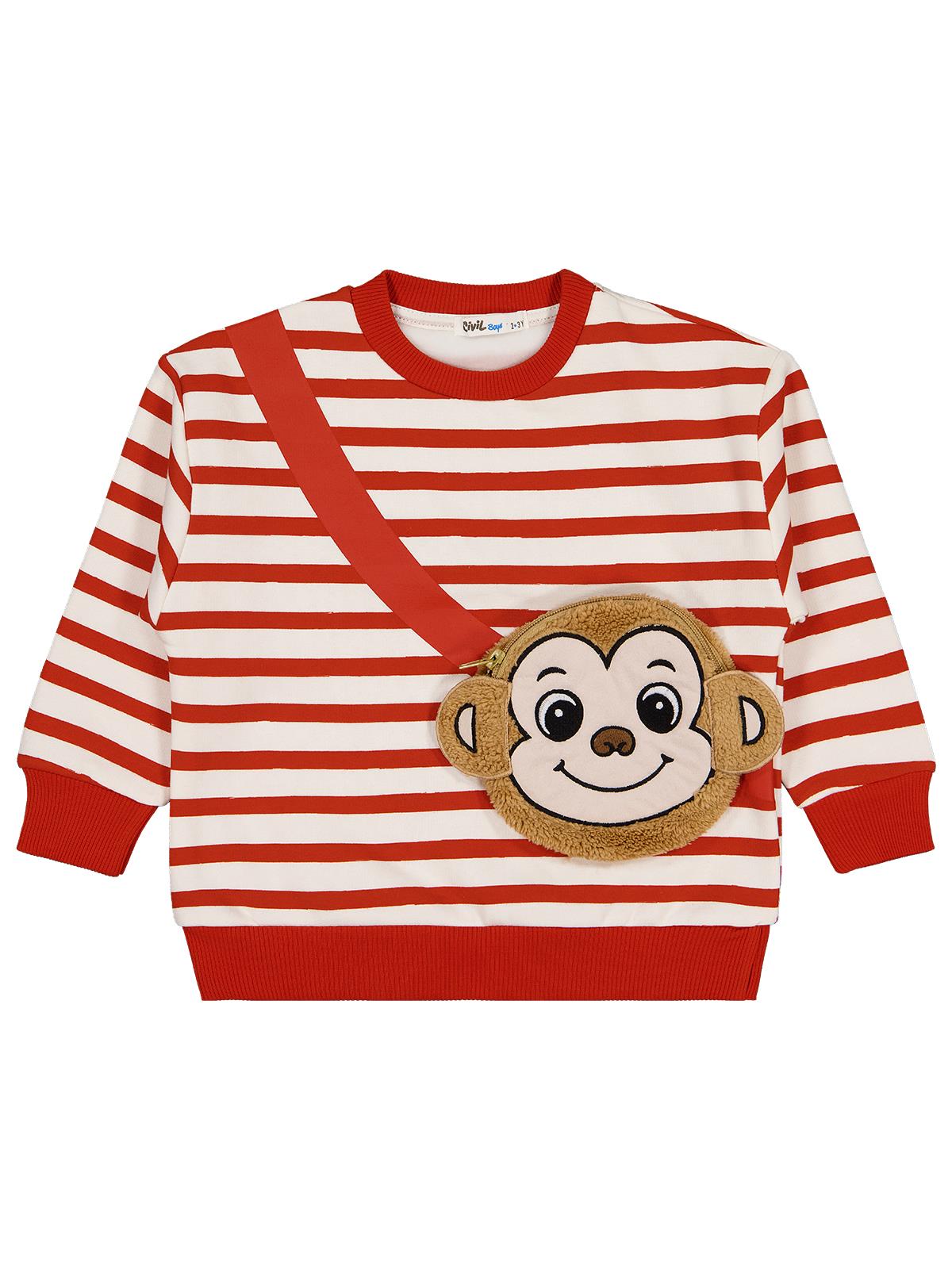 Civil Boys Maymun Çantalı 2-5 Yaş Sweatshirt - Turuncu