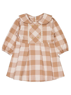 Civil Baby Dama Desen 6-18 Ay Elbise - Kahve