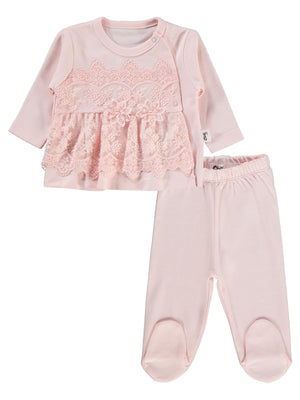 Civil Baby Fırfır Tüllü 1-9 Ay Pijama Takımı - Pudra