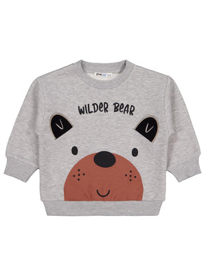 Civil Boys Bear Baskı-Nakışlı 2-5 Yaş Sweatshirt - Gri