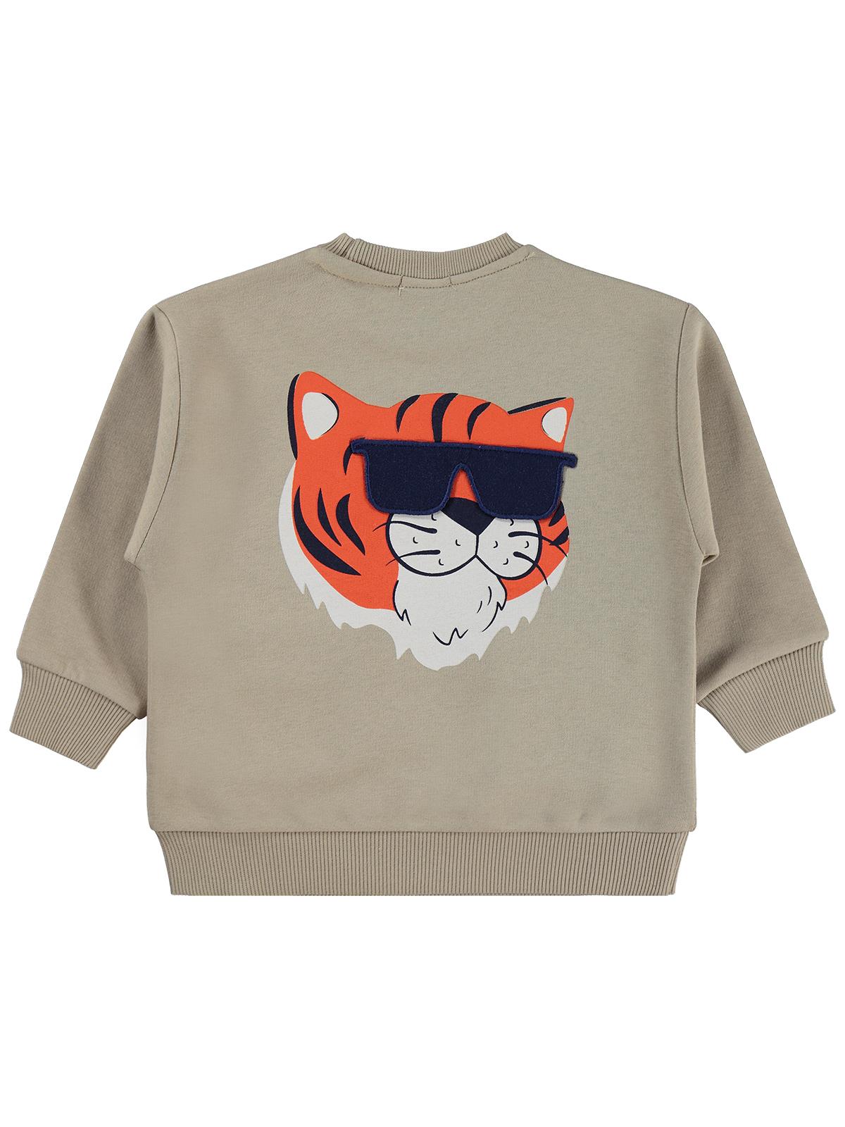 Civil Boys Tiger Baskı-Nakışlı 2-5 Yaş Sweatshirt - Bej