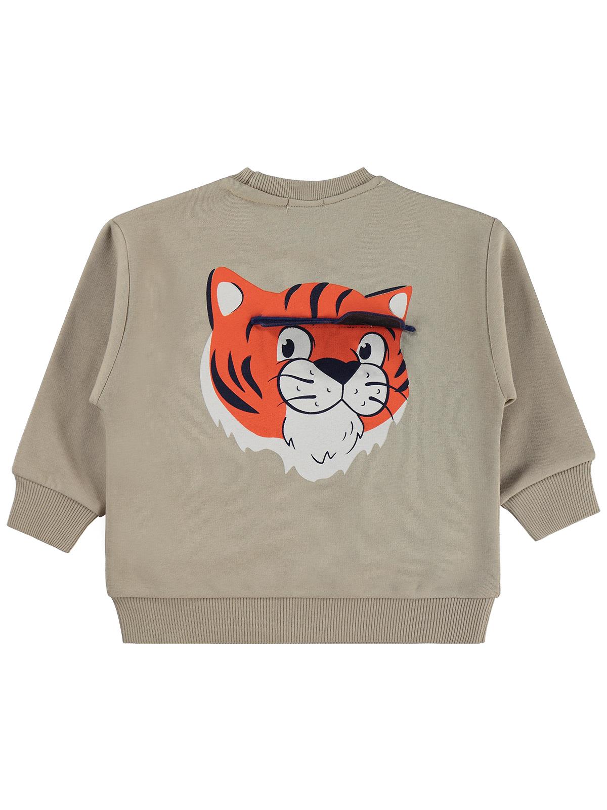 Civil Boys Tiger Baskı-Nakışlı 2-5 Yaş Sweatshirt - Bej