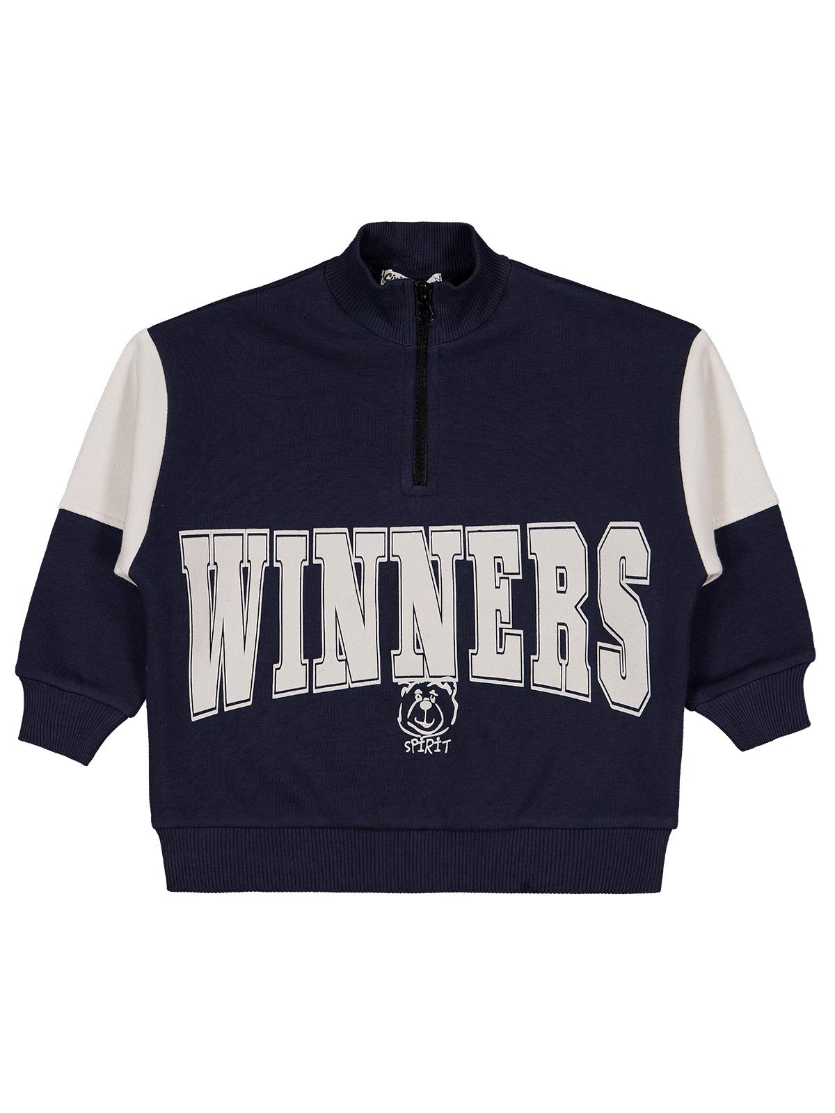 Civil Boys Erkek Çocuk Winners Baskılı Sweatshirt | 3 İp Uzun Kol | Okul Kreş ve Günlük Kullanım - Lacivert