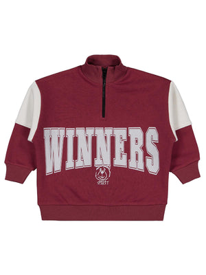 Civil Boys Erkek Çocuk Winners Baskılı Sweatshirt | 3 İp Uzun Kol | Okul Kreş ve Günlük Kullanım - Bordo