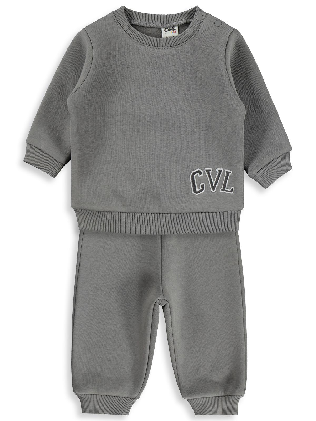 Civil Baby Cvl Nakışlı 6-18 Ay Takım - Gri