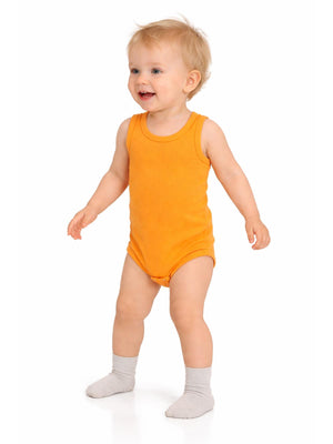 Civil Baby 3'lü Düz Sıfır Kol 3-36 Ay Çıtçıtlı Badi - Turuncu
