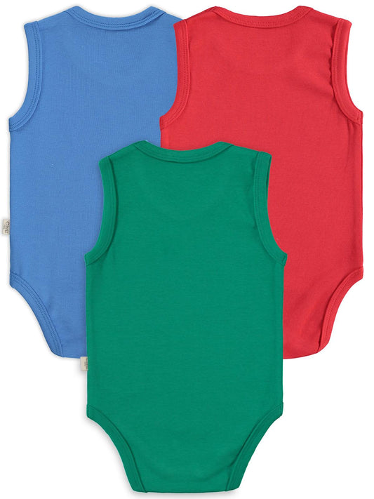 Civil Baby 3'lü Düz Sıfır Kol 3-36 Ay Çıtçıtlı Badi - Kırmızı