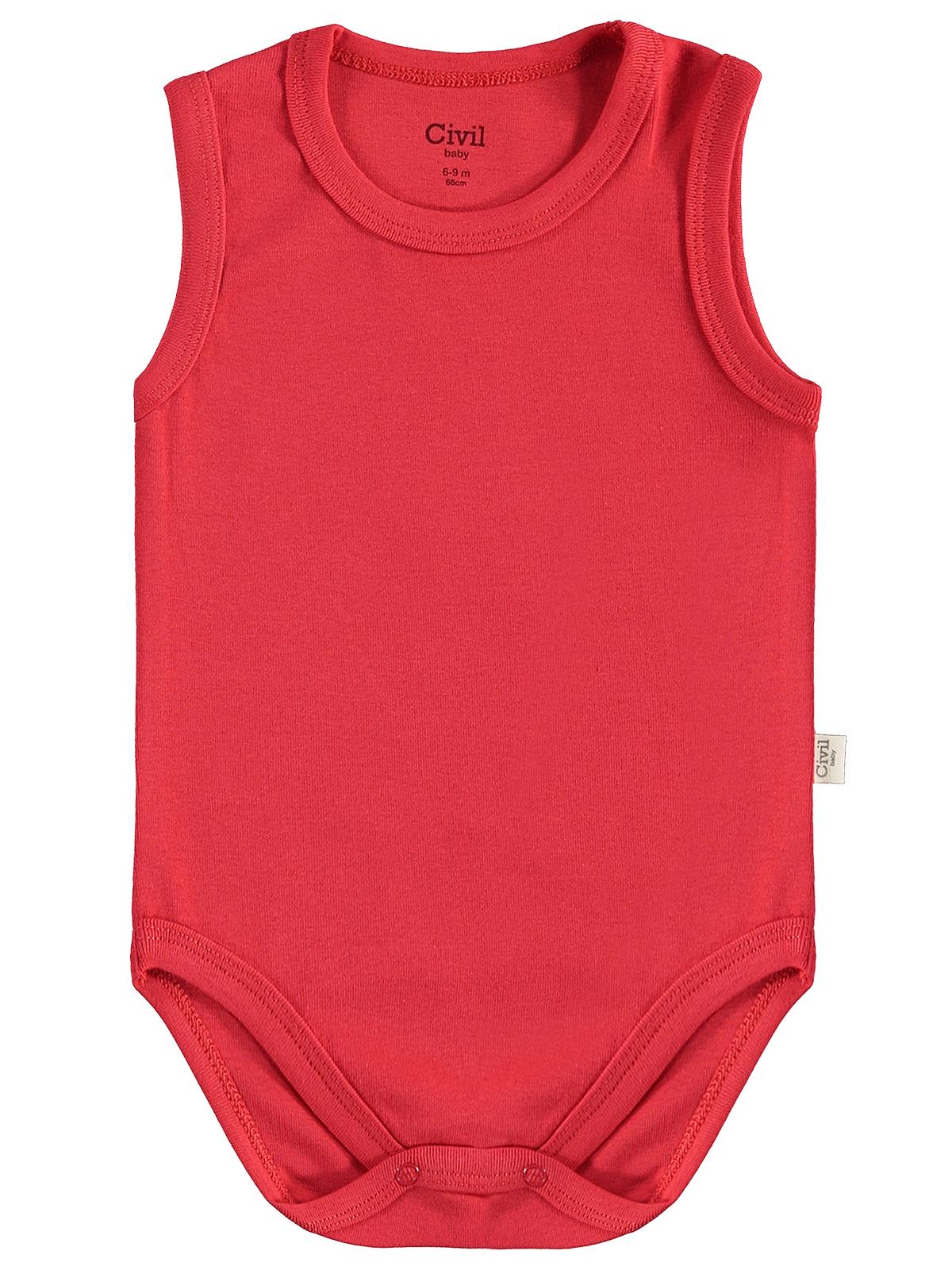 Civil Baby 3'lü Düz Sıfır Kol 3-36 Ay Çıtçıtlı Badi - Kırmızı