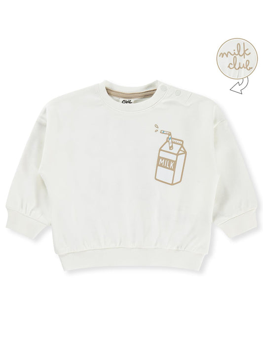 Civil Baby Milk Club Baskılı 3-18 Ay Sweatshirt - Ekru