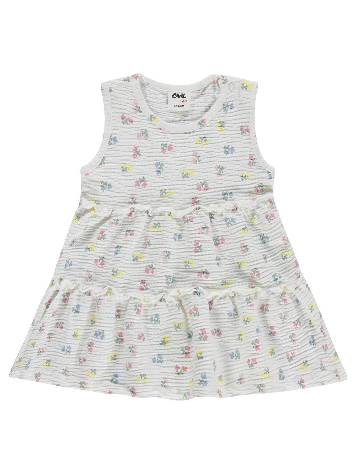 Civil Baby Çiçek Empirme 6-18 Ay Elbise - Ekru