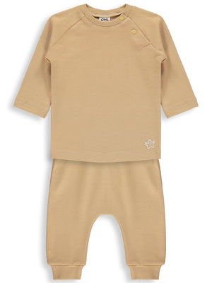 Civil Baby Yıldız Nakışlı 3-18 Ay Takım - Kahverengi