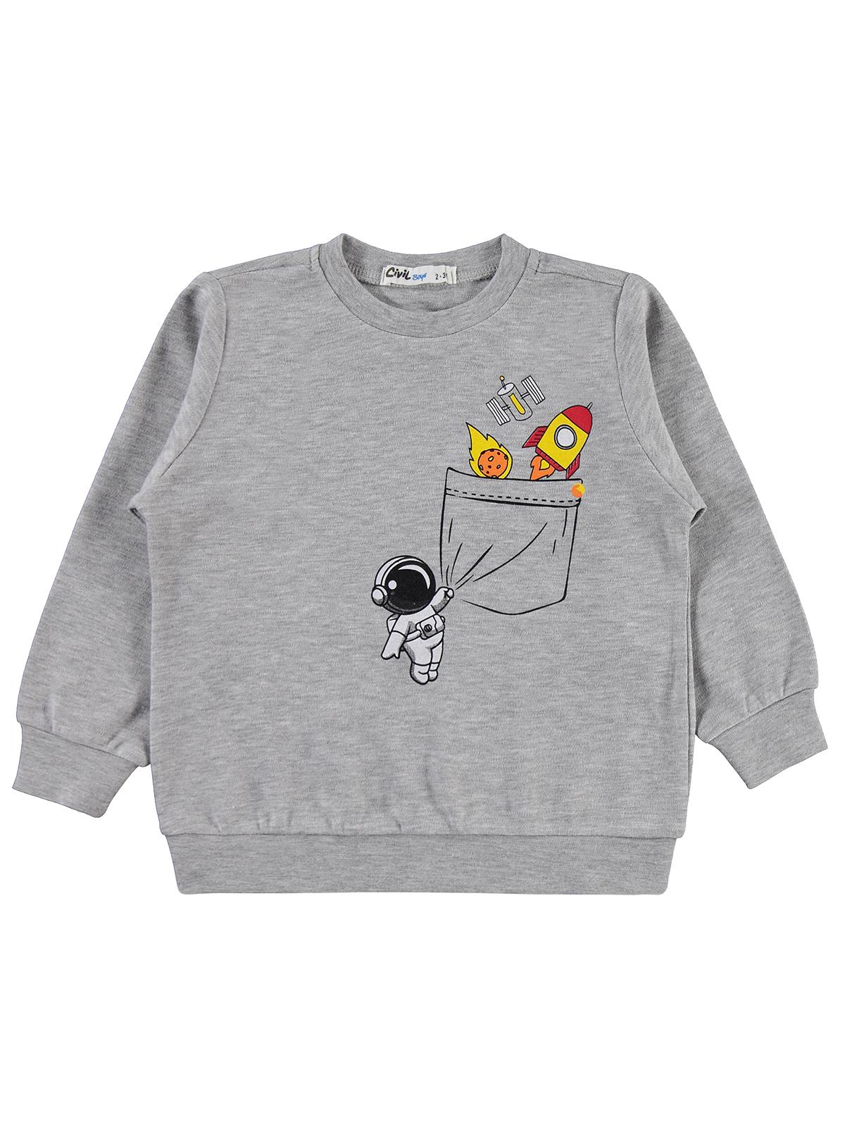 Civil Boys Astronot Baskılı 2-5 Yaş Sweatshirt - Gri