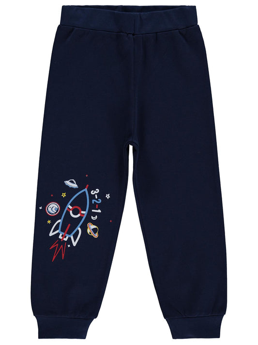 Civil Erkek Çocuk Uzay Mekiği Baskılı Eşofman Altı Km | İnterlok | Okul Kreş ve Günlük Kullanım - Lacivert