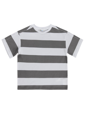 Civil Boys Basic Çizgili 6-9 Yaş Tişört - Gri