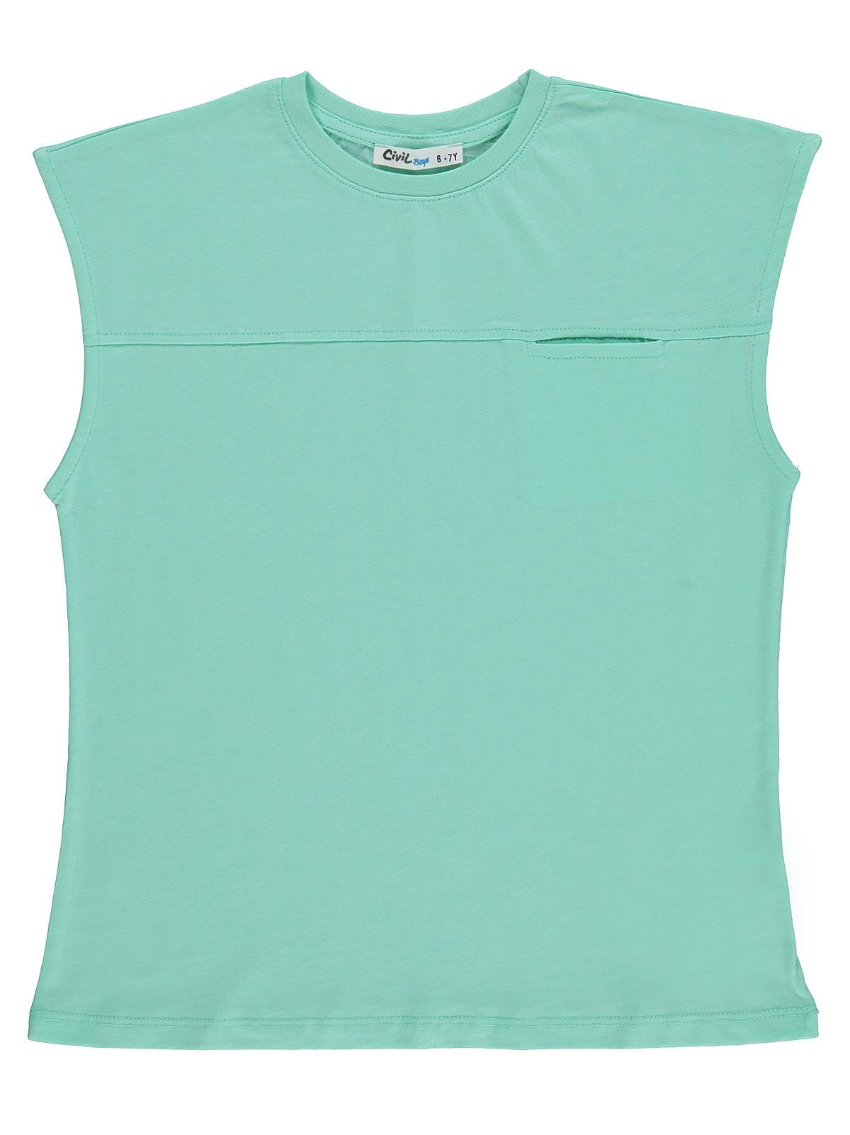 Civil Boys Basic Sıfır Kol 6-9 Yaş Tişört - Yeşil