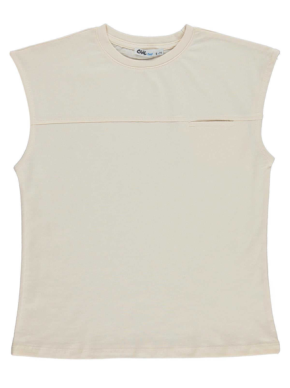 Civil Boys Basic Sıfır Kol 6-9 Yaş Tişört - Ekru