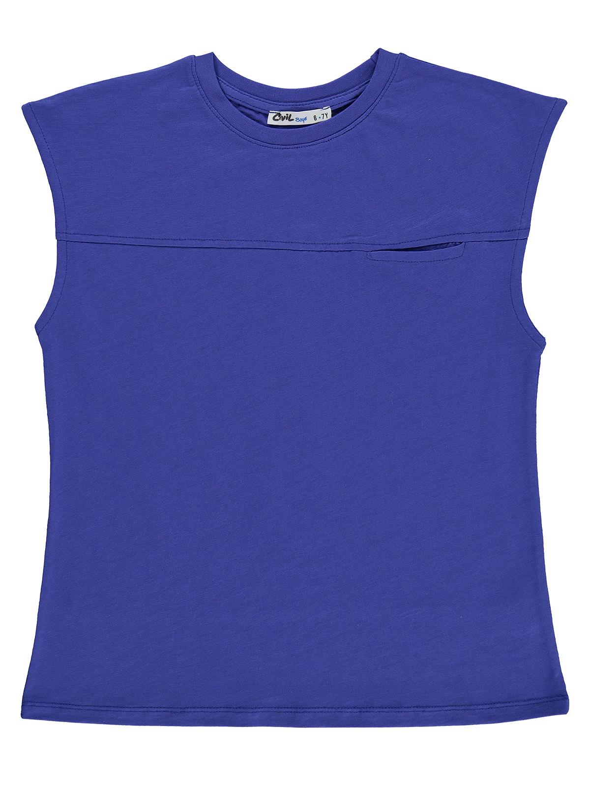 Civil Boys Basic Sıfır Kol 6-9 Yaş Tişört - Mavi
