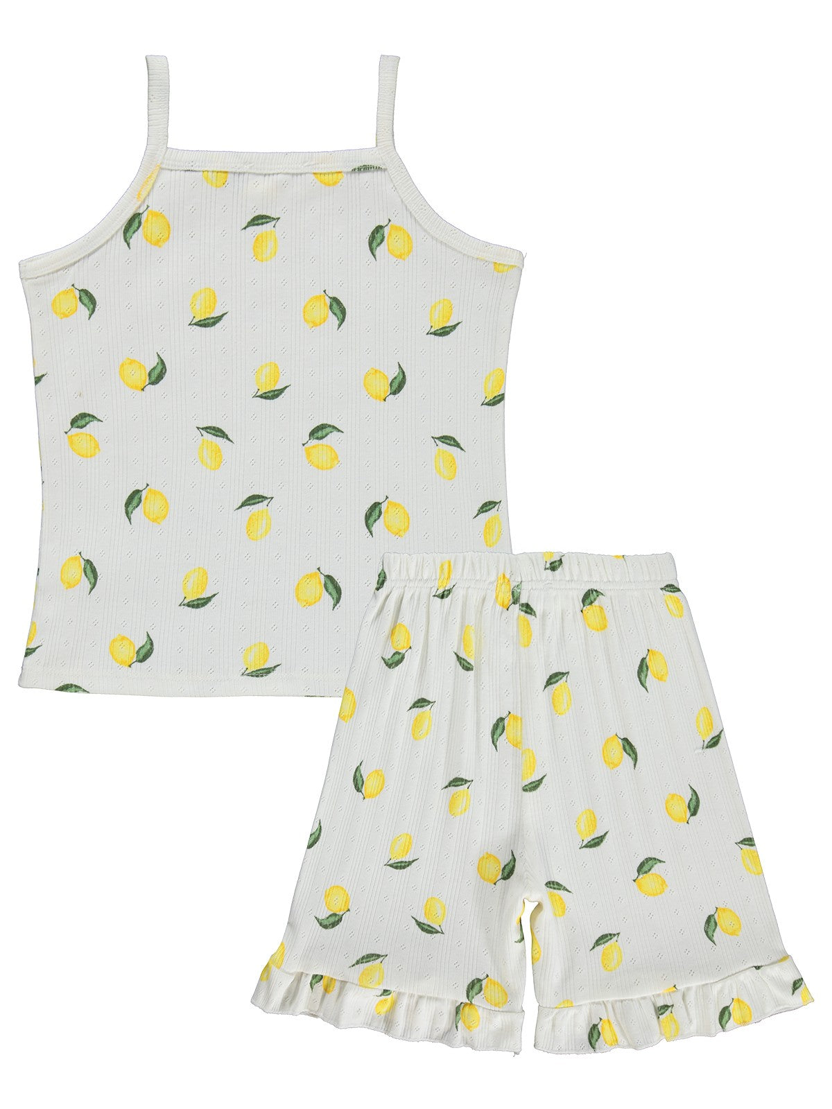 Civil Girls Limon Desenli Şortlu 10-13 Yaş Pijama Takımı - Kırık Beyaz
