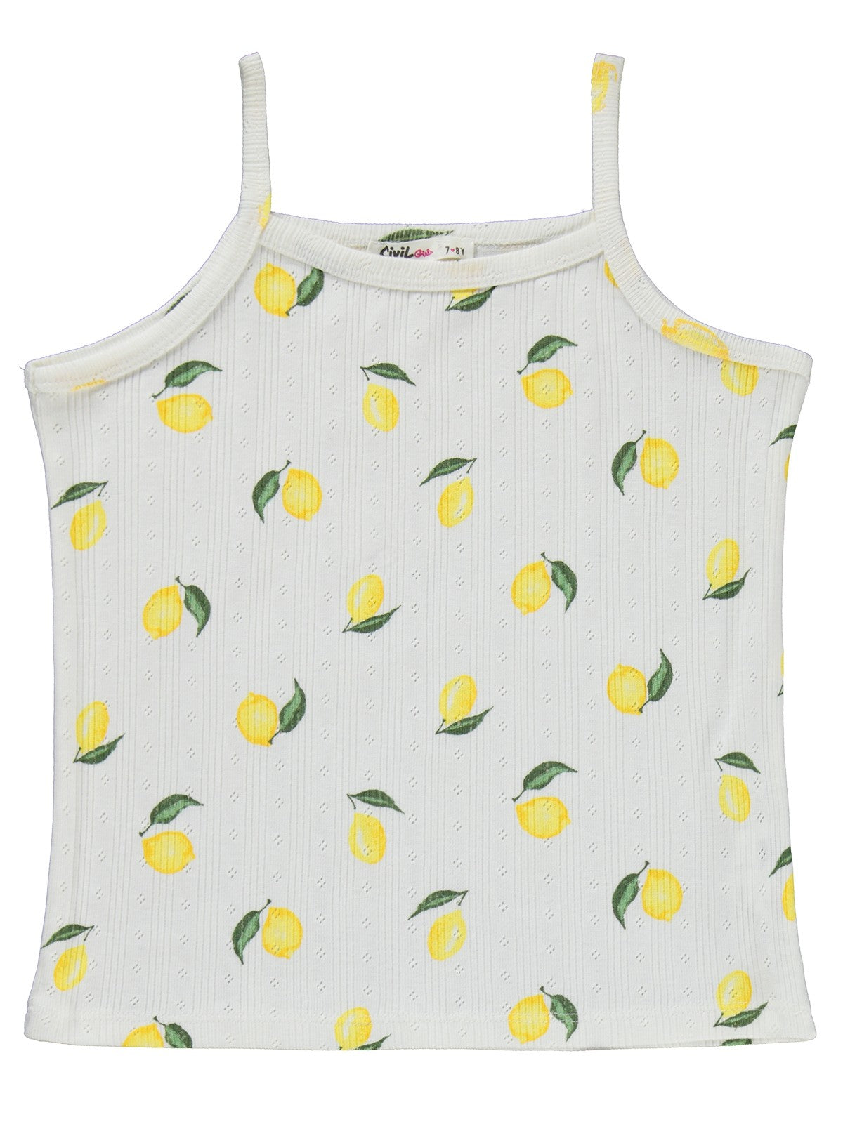 Civil Girls Limon Desenli Şortlu 10-13 Yaş Pijama Takımı - Kırık Beyaz