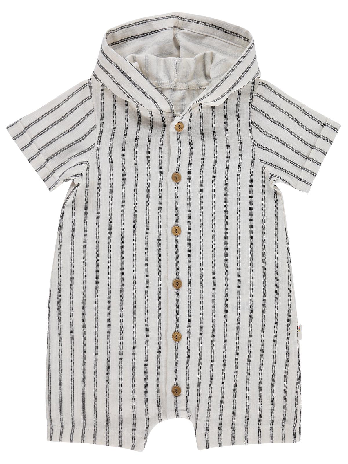 Civil Baby Çizgili Kapüşonlu 6-18 Ay Tulum - Lacivert