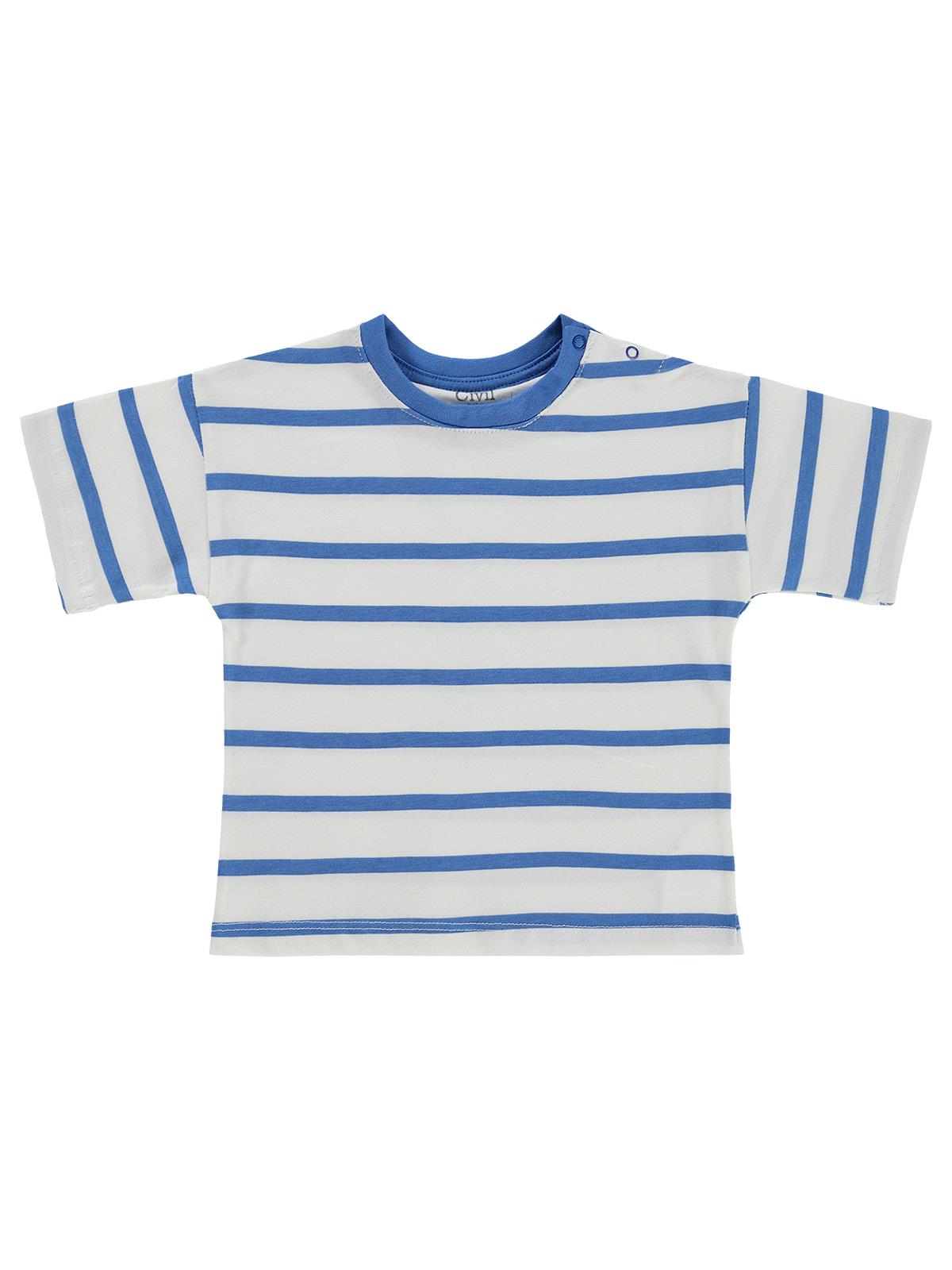 Civil Baby Çizgili 6-18 Ay Tişört - Mavi