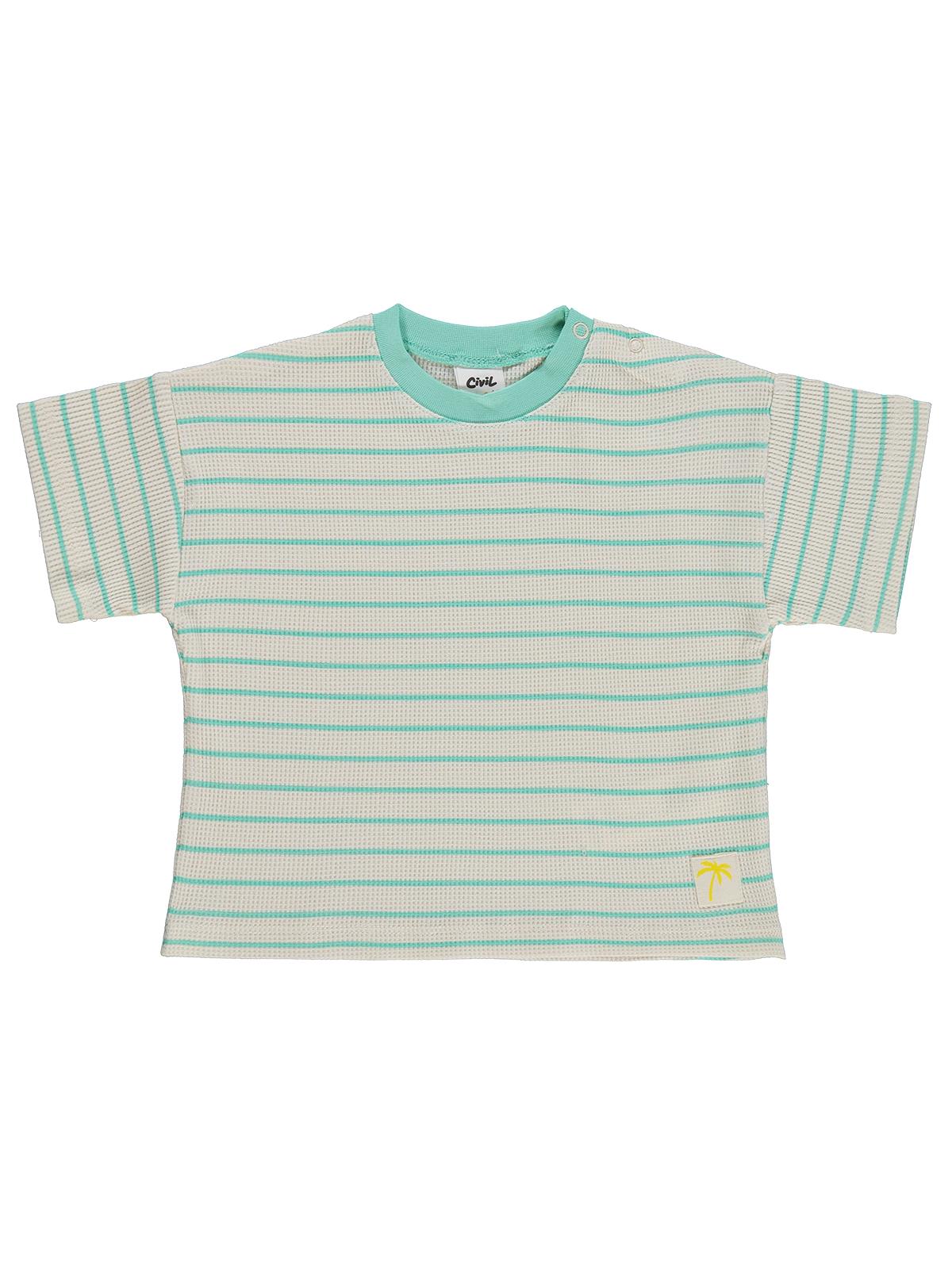 Civil Baby Çizgili 6-18 Ay Tişört - Bej