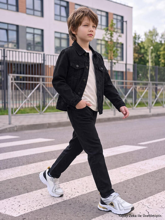 Civil Boys Erkek Çocuk Basic Pantolon | Kot | Okul Kreş ve Günlük Kullanım - Siyah