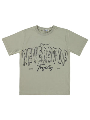 Civil Boys Never Stop Baskılı 10-13 Yaş Tişört - Gri
